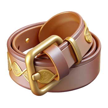 Ornate Leather Belt with Golden Buckle png