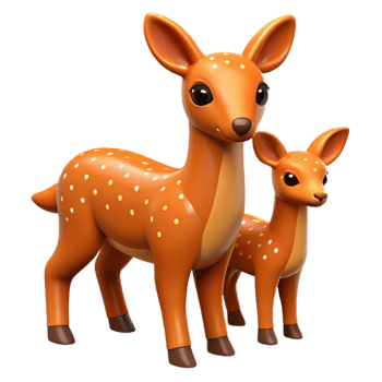 3D Render of Cute Deer Family Illustration png