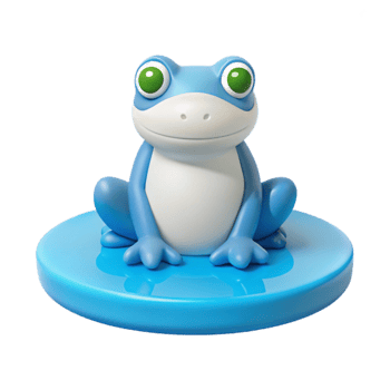 Cute Blue Frog Cartoon 3D Render png