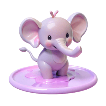 Cute Cartoon Elephant in Puddle png