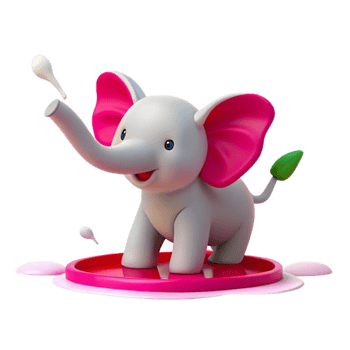Cute Cartoon Elephant with Pink Ears png