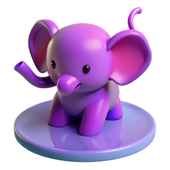 Cute Purple Elephant 3D Render png