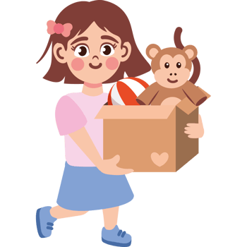 girl with toys donation png