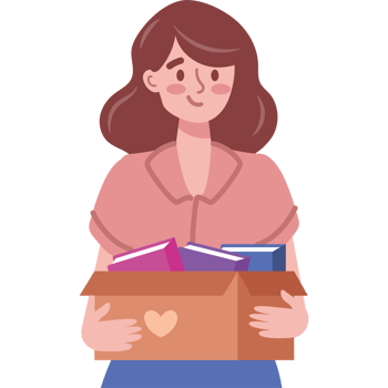 woman and books donation png