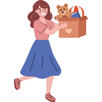 woman with toys donation png
