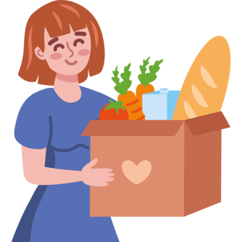 woman and food donation png