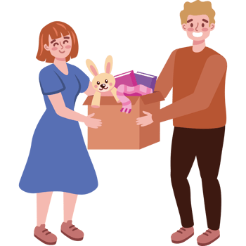 couple and donation box png