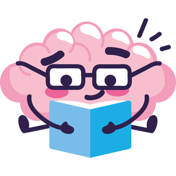 cartoon brain reading a book png