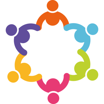 happy motivated people in a round emblem png
