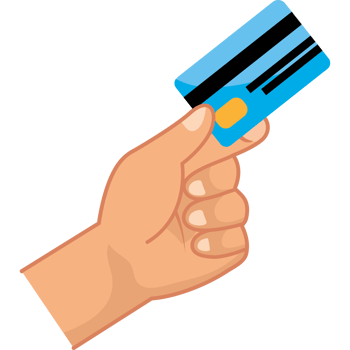 left handed holding bank card png