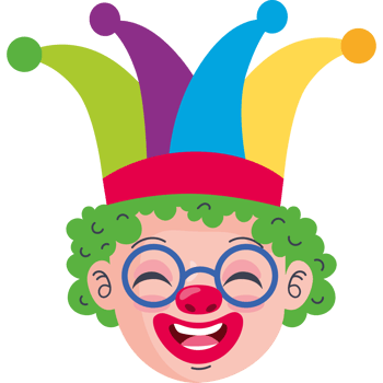 happy clown head with jester hat png