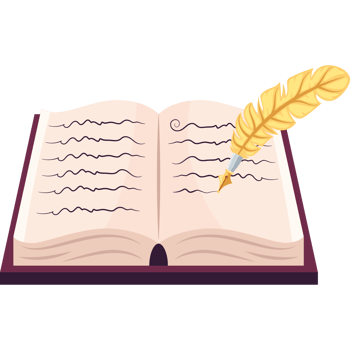poem book and feather pen png