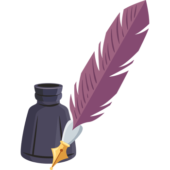 quill pen in ink bottle png