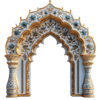 A luxurious Eastern Arab gold archway png