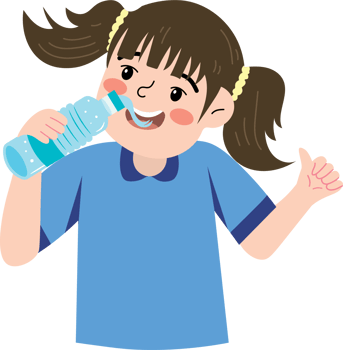 Small Girl Drinking Water Outdoors png