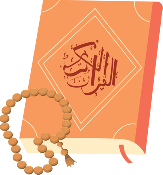 Quran and Rosary Representing Nuzulul Quran png