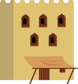 Middle Eastern Architecture in Desert During Ramadan png