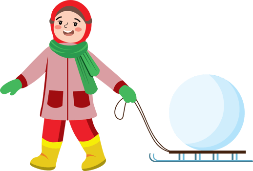 Muslim Girl Playing in Snow with Sled and Snowball png