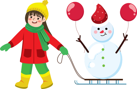 Little Kid Sliding with Snowman to Celebrate Christmas png