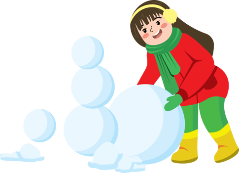 Girl Making Snowballs During Winter School Holiday png