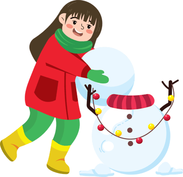Holiday Season Fun with Snowman and Smiling Girl png