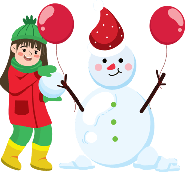 Joyful Winter Scene with Child Making a Snowman png