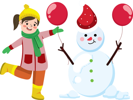 Holiday Magic with Girl and Snowman png