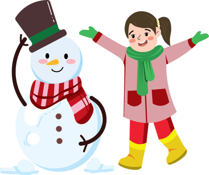 Girl Wearing Winter Outfit with Snowman Creation png