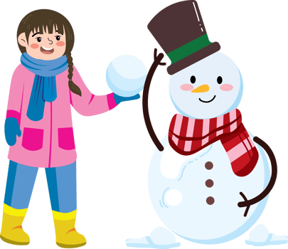 Winter Wonderland with Girl and Snowman png