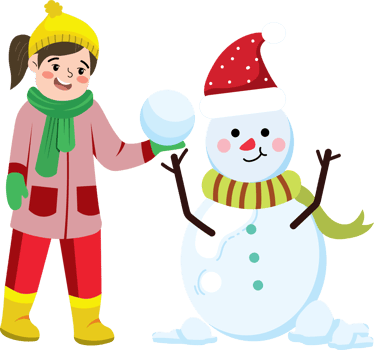 Girl Playing in Snow During Christmas Break png