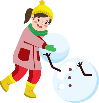 Child's Winter Dream with Her Snowman png
