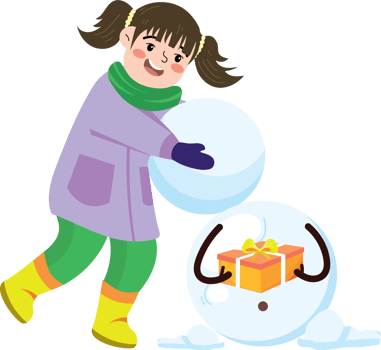 Happy Holidays with Girl and Snowman Creation png