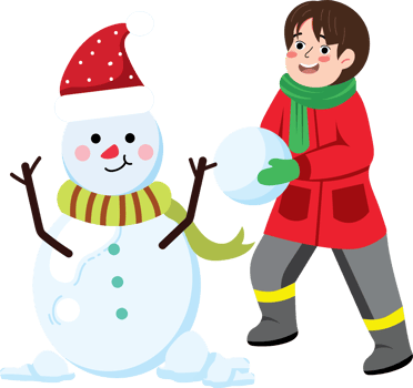 Smiling Child with Snowman on New Year Holiday png