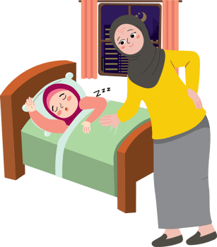 Mother Waking Up Child for Suhoor During Ramadan png