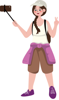 Taking Selfie, Young Woman Traveling Abroad for Adventure png