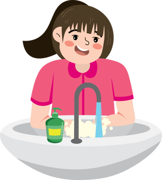 Little Child Learning to Wash Hands Properly png