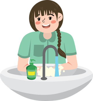 Kid Practicing Hand Washing for Good Hygiene png