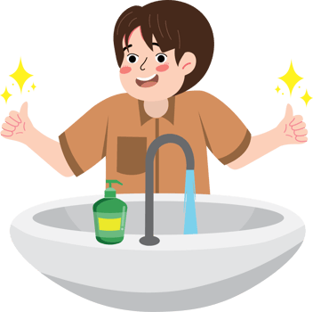 Child Washing Hands to Prevent Germs png
