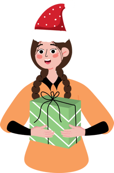 Girl Giving Christmas Gift During Holiday Season png
