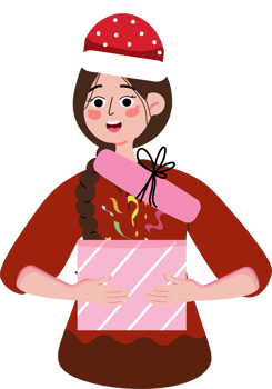Happy Girl Exchanging Presents on Boxing Day png