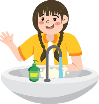 Kid Practicing Handwashing at Bathroom Sink png
