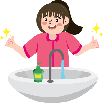 Girl Washing Hands at Sink for Cleanliness png