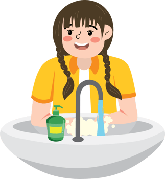 Small Kid Washing Hands with Running Water png