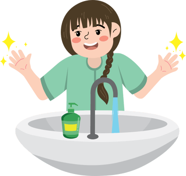 Hygiene Routine of Child Washing Hands png