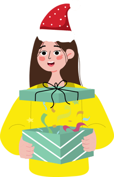 Christmas Present Exchange with Smiling Girl png