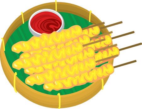 Indonesian Rolled Egg Skewer Street Snack png