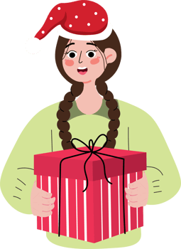 Gift Giving Moment on Holiday with Cheerful Girl png
