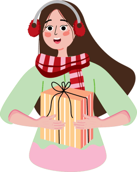 Girl Holding Christmas Present for Gift Exchange png