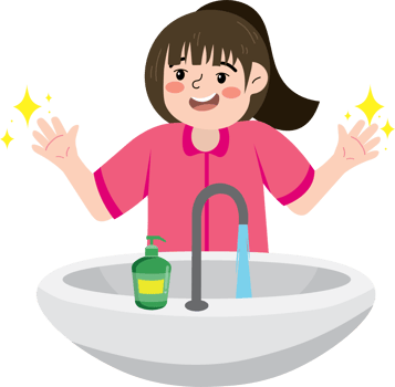 Preschooler Washing Hands in Sink png