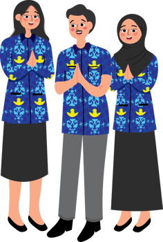Teachers Gathering in Blue Patterned Uniform png